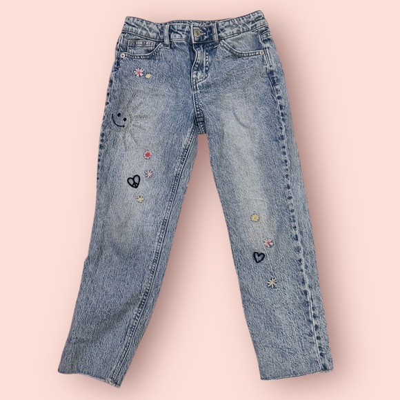 Embroidered Cat & Jack Blue Classic Straight Leg Jeans - Picture 1 of 5